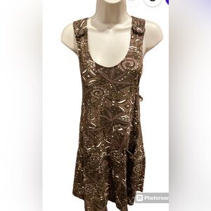 Chaudry KC‎ Anthropologie Women'sSmall Brown Abstract Y2K Retro MIDI  Hippie NWT
